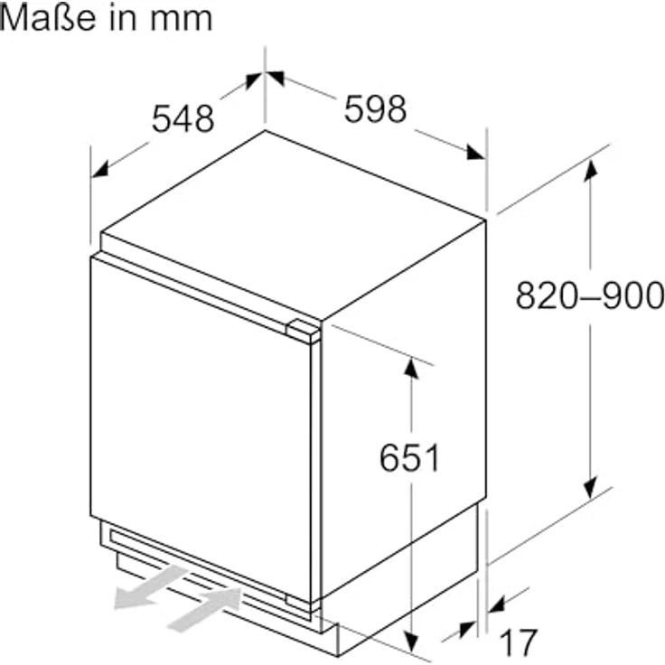 Neff KU2223DD0 Einbaukühlschrank, 93 Liter, Energieeffizienzklasse D, 119 kWh/Jahr, 82 cm Höhe, Klimaklasse SN. – Bild 5