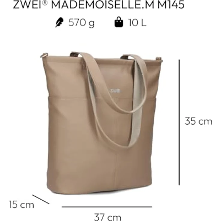 Zwei Shopper Mademoiselle M145, Einkaufs-Tasche aus weichem Kunstleder, braun, 37 x 15 x 35 cm – Bild 2