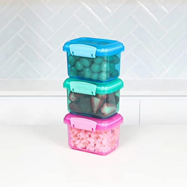 Sistema Lunch Lebensmittel Container mit kontrastierendem Clips, grün-pink-blau, 400 ml, 3 Stück – Bild 5