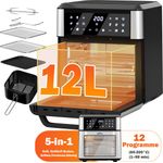 HOMELUX Heißluftfritteuse 12L Heißluftfritteuse mit drehfunktion 12 Kochprogramme LED-Display, 1800,00 W, 12 Kochprogramme