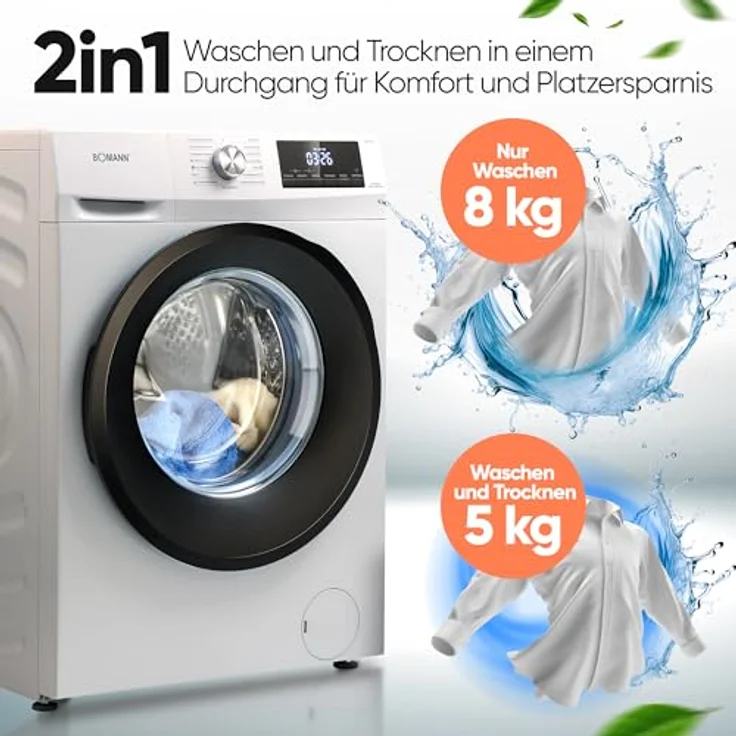"BOMANN Waschtrockner WAT 7186, 2in1-Lösung für Waschen und Trocknen, 8kg/5kg, Edelstahl-Trommel, 1400 U/Min." – Bild 2