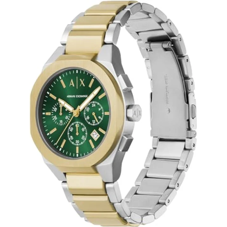 Armani Exchange Herren Analog Quarz Uhr mit Edelstahl Armband AX4184, 42-mm Gehäuse, grünes Zifferblatt, wasserdicht bis 50m – Bild 3