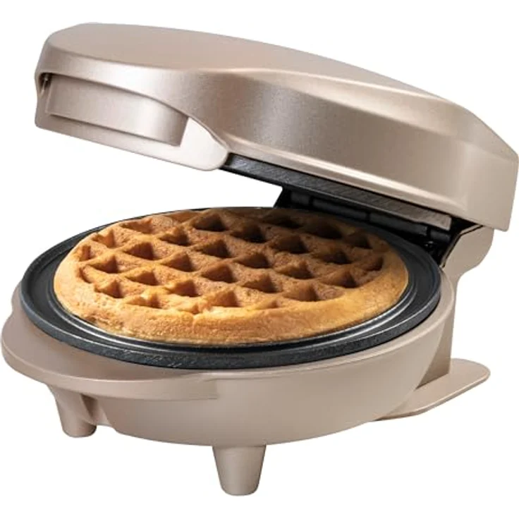 Bestron Mini-Waffeleisen AMW500SAT, Satin Collection, Hellbeige, Antihaftbeschichtung, ideal für Kindergeburtstage und Familienfeiern – Bild 1