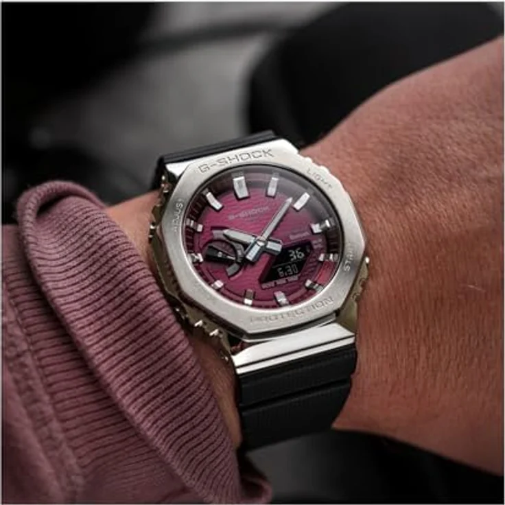 Casio G-Shock Solar & Bluetooth Uhr GBM-2100A-4BER, Herrenuhr mit Weltzeit und Smartphone-Link, rot – Bild 4