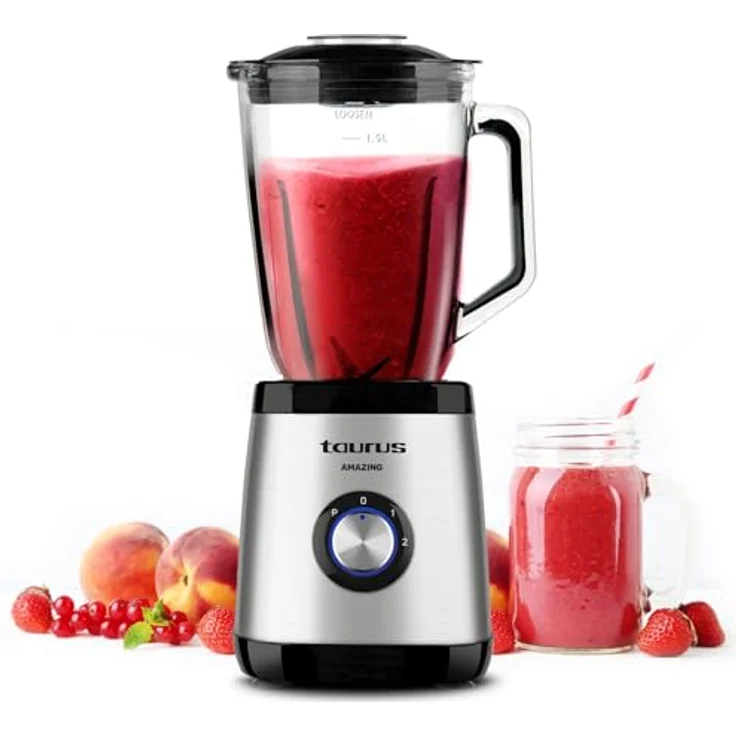 Taurus Magnum 1300 Standmixer, 1300 W, 1,5 l Glaskrug, 4 Edelstahlklingen, Eismahlwerk, BPA-frei, Spülmaschinenfest, Grau – Bild 1