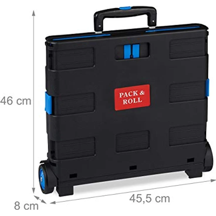 Relaxdays Einkaufstrolley klappbar, Teleskop-Griff, 2 Gummi Rollen, bis 35 kg, Shopping Trolley, Aluminium, ABS, blau – Bild 5