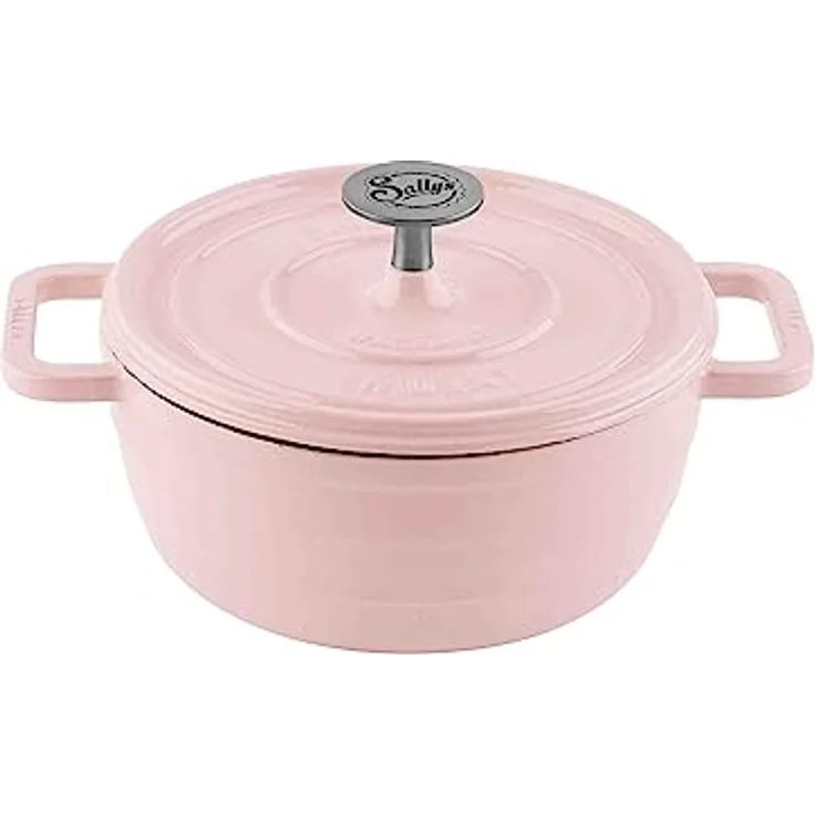 Sallys 'Murat' Gourmet Gusseisentopf inklusiv Inspirations-Kochheft, emaillierte Beschichtung, 2,2 Liter Inhalt (Silky Pink)