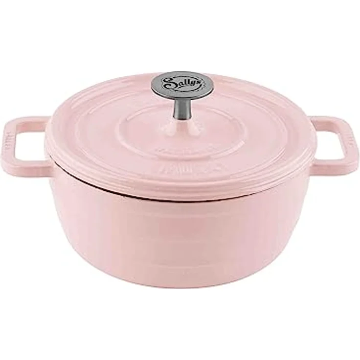 Sallys 'Murat' Gourmet Gusseisentopf inklusiv Inspirations-Kochheft, emaillierte Beschichtung, 2,2 Liter Inhalt (Silky Pink) – Bild 1