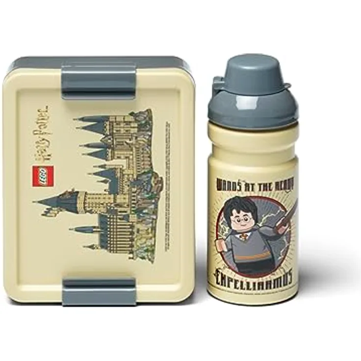 Room Copenhagen Lego Harry Potter Lunch-Set Hogwarts, Lunchbox und 390-ml-Flasche, langlebig und spülmaschinenfest, ideal für Kinder und Erwachsene