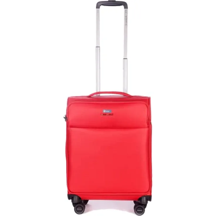 Stratic Light + Koffer Weichschale Reisekoffer Trolley Rollkoffer Handgepäck, TSA Kofferschloss, 4 Rollen, Erweiterbar, Größe S, Rot