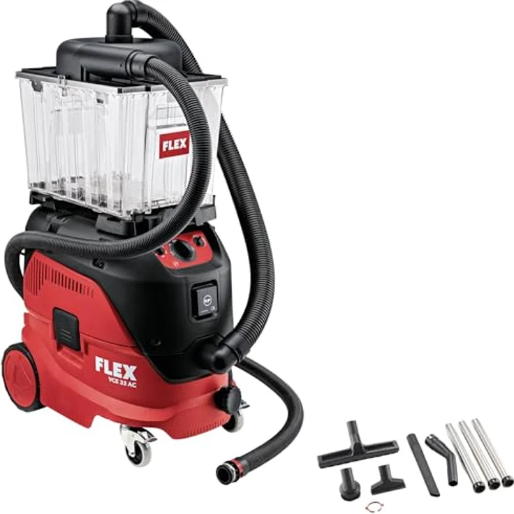 Flex Sicherheitssauger VCE 33 M AC Set, Nass- und Trockensauger mit Reinigungsset und Vorabscheider VCE-PS 25, 30 l Behältervolumen, automatische Filterabreinigung, Klasse M für alle Stäube – Bild 1