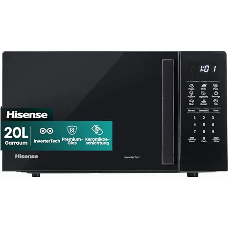 Hisense H20MOBS4I Mikrowelle, 20 l, Schwarz, Inverter Technologie, 1050 W, LED-Display, 10 Leistungsstufen – Bild 2