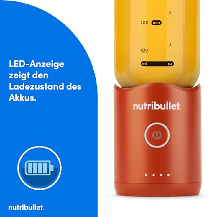 nutribullet Smoothie-Maker NB Flex Portable NBP013OR, elektrischer Standmixer mit 0,59 l Becher, orange, Edelstahl-Mixklinge, USB-C Ladefunktion – Bild 5