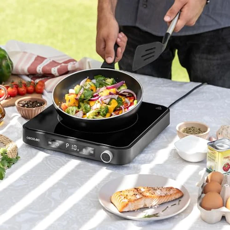 Cecotec Digitales Induktionskochfeld mit Full Magma Grill Zubehör, 2000W, 10 Leistungsstufen, Sicherheitsglas, Touch-Steuerung, Programmierbar, Einstellbare Temperatur, Elegantes Design – Bild 5