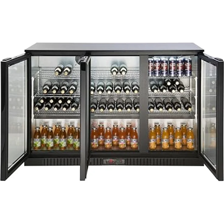 METRO Professional Flaschenkühler GBC3003, Aluminium/Glas, 308 L mit verstellbaren Einlegeböden, automatischer Abtauung und LED Beleuchtung, schwarz, 135 x 53 x 86.5 cm – Bild 4
