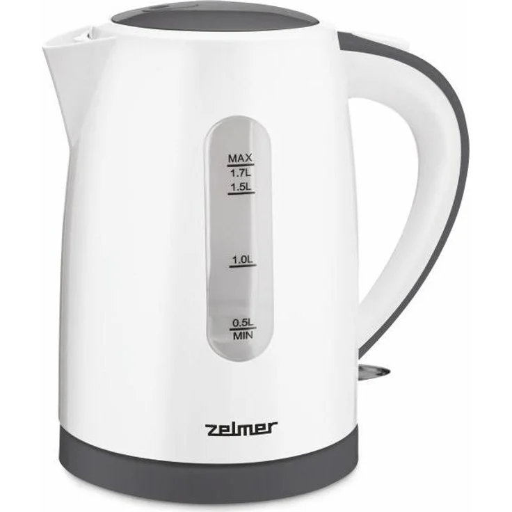 Zelmer ZCK7619, Wasserkocher, 2200 Watt, 1,7 Liter, Weiß mit automatischer Abschaltung und 360° drehbarer Basis