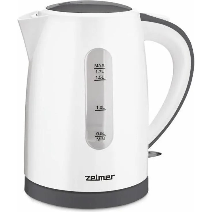 Zelmer ZCK7619, Wasserkocher, 2200 Watt, 1,7 Liter, Weiß mit automatischer Abschaltung und 360° drehbarer Basis