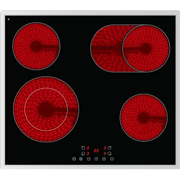 PKM EB-C4-2KBTCG Glaskeramikkochfeld | Edelstahlrahmen | 60cm | 4 Kochfelder | 9 Heizstufen je Kochzone | Touch Control | Timer | 6600 Watt – Bild 1