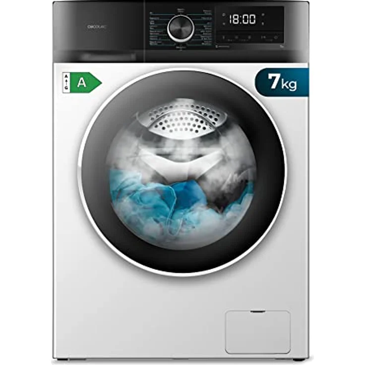 Cecotec Lavadora 7 Kg Carga Frontal Bolero Dresscode 7500 Inverter A. 1850 W, 1400 rpm, Motor Inverter Plus, Bajo Consumo, 16 Programas, SteamMax, Delay Start, Weiss – Bild 1