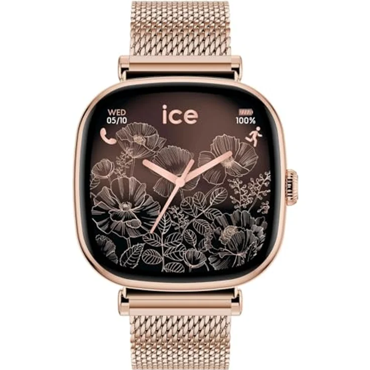 ICE-WATCH ICE smart SQ 2.0, Smart Watch mit 1,20-Zoll-AMOLED-Display, GPS, Herzfrequenzmesser, roségold Edelstahlarmband