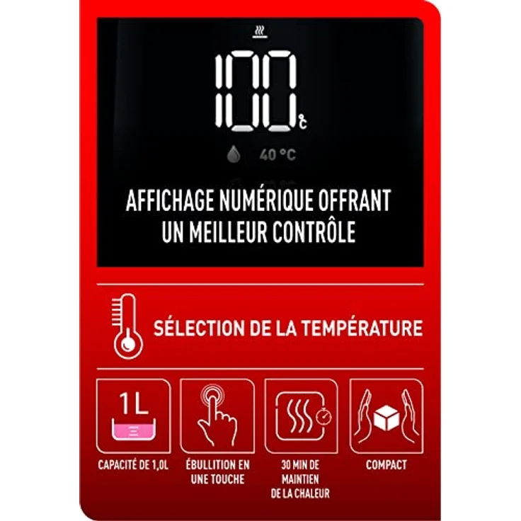 Tefal KO854830 Digital & Smart Wasserkocher, 1 l, Regelbare Temperatur, 1800 Watt, schwarz – Bild 2