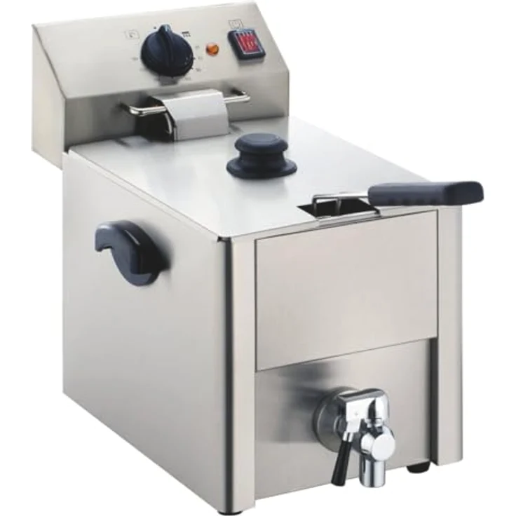 GastroHero Elektro Fritteuse EF-ECO10A, 10 Liter Edelstahl-Fritteuse mit Thermostat, Überhitzungsschutz und Ablasshahn für Gastronomie – Bild 1