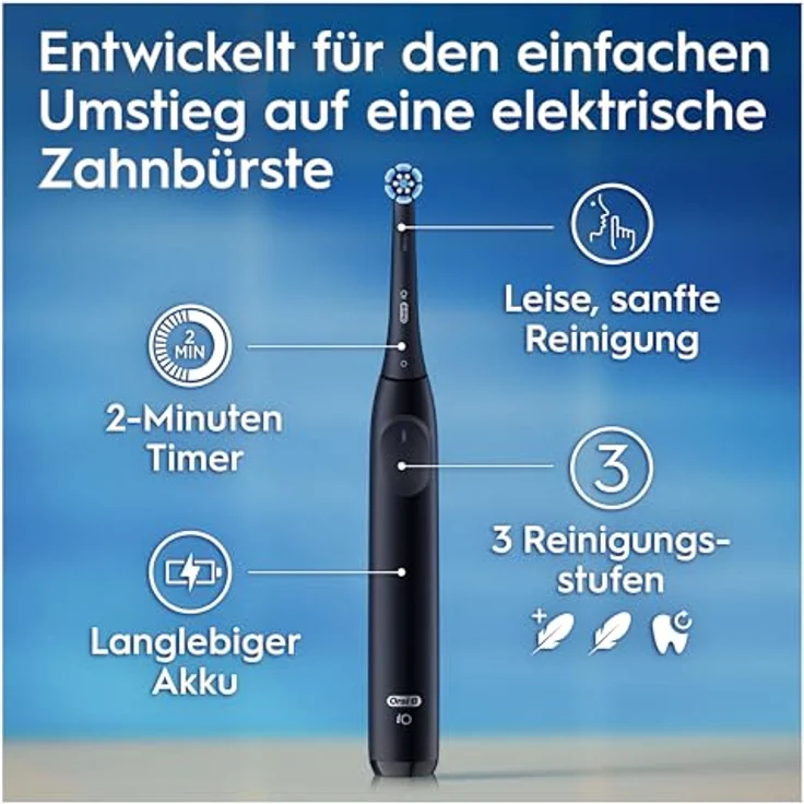 Oral-B iO Series 2 Elektrische Zahnbürste – 3 Modi, Andruckkontrolle, Timer, inkl. Ladestation (Night Black) – Bild 5