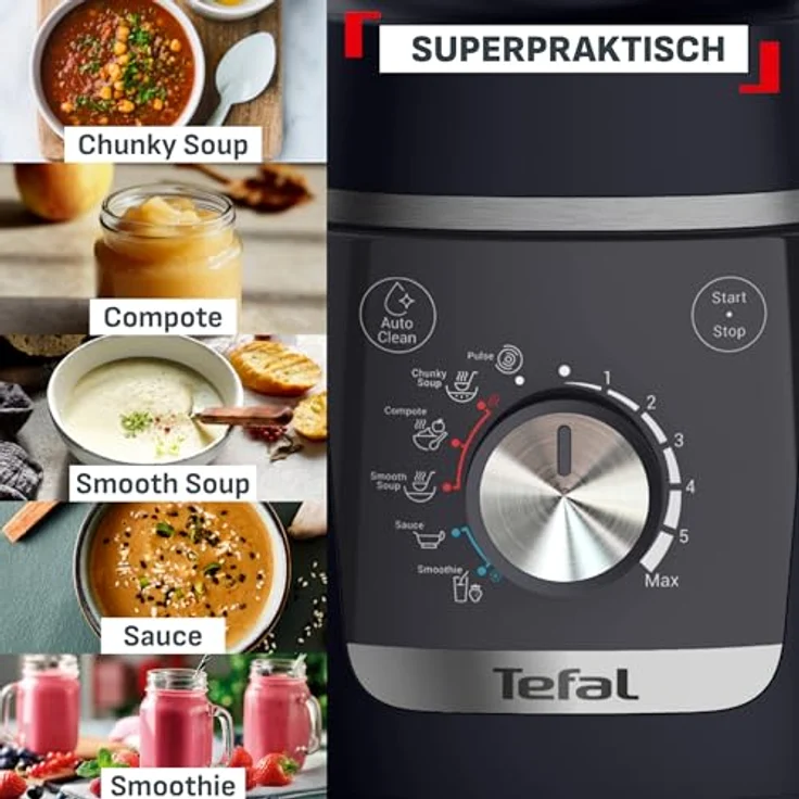 Tefal Blendforce Cook, Standmixer mit Kochfunktion, 5 Automatikprogramme und 1000-W-Motor – Bild 2