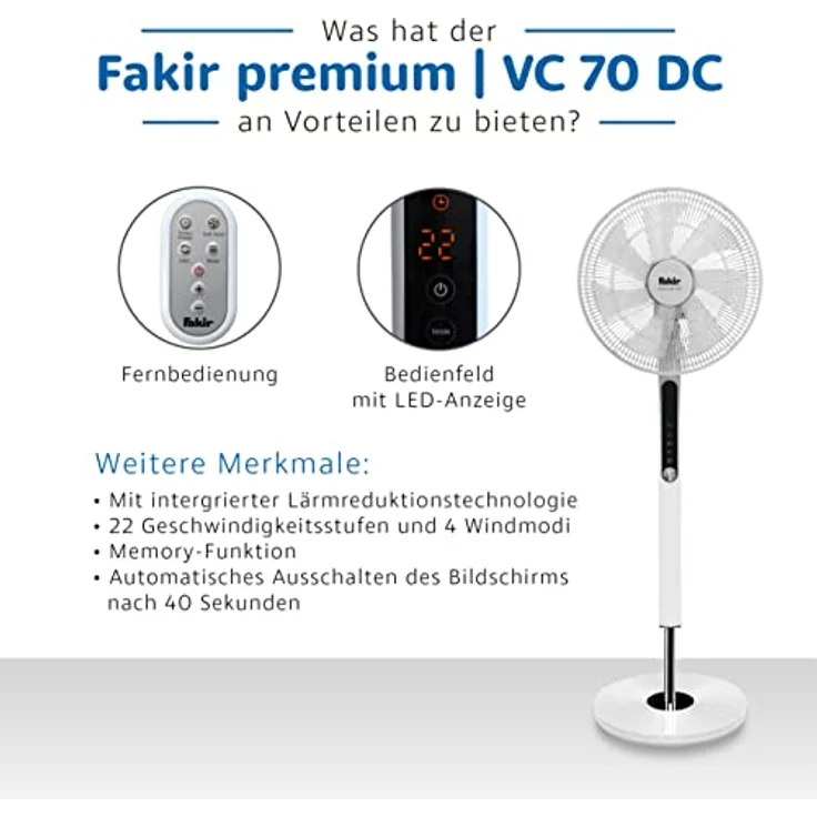 Fakir VC 70 DC Premium Standventilator weiß – Bild 5