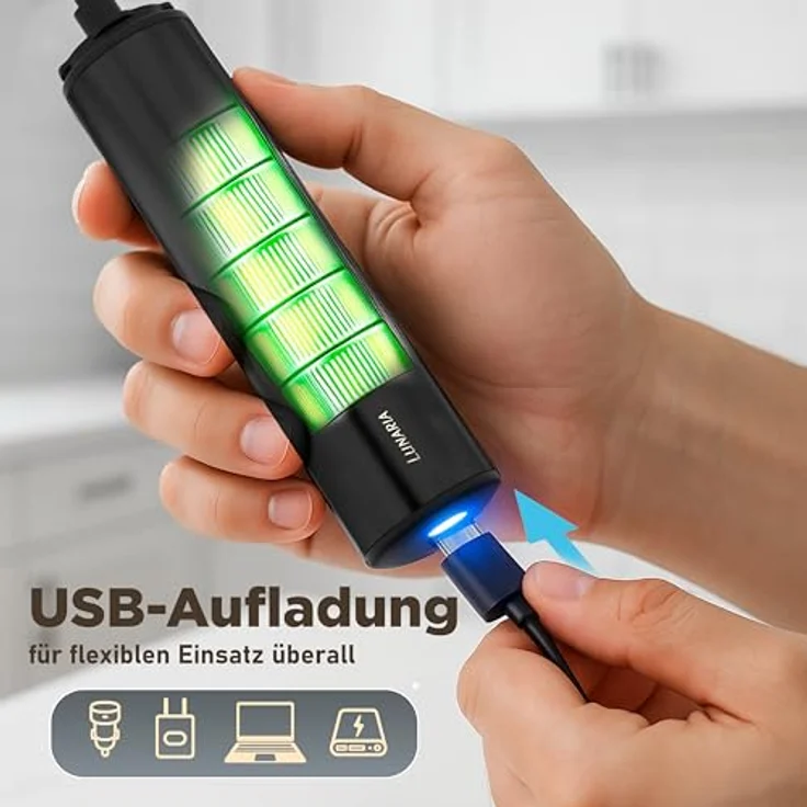 LUNARIA Milchaufschäumer kabellos, Edelstahl, schwarz/silber, 8 W, für Cappuccino & Latte Macchiato, USB aufladbar, 2 Aufsätze – Bild 8