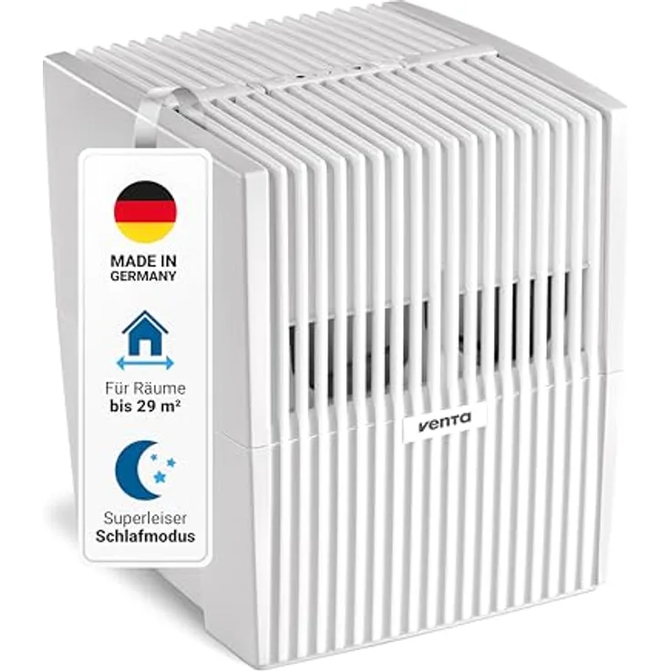 Venta Luftbefeuchter LW15 Classic Original, sehr leise 20 dB(A), energieeffizient 2 Watt, hygienische Kaltverdunstung ohne Filter, 5 l-Tank, geeignet für bis zu 29 m², mit Duftfunktion