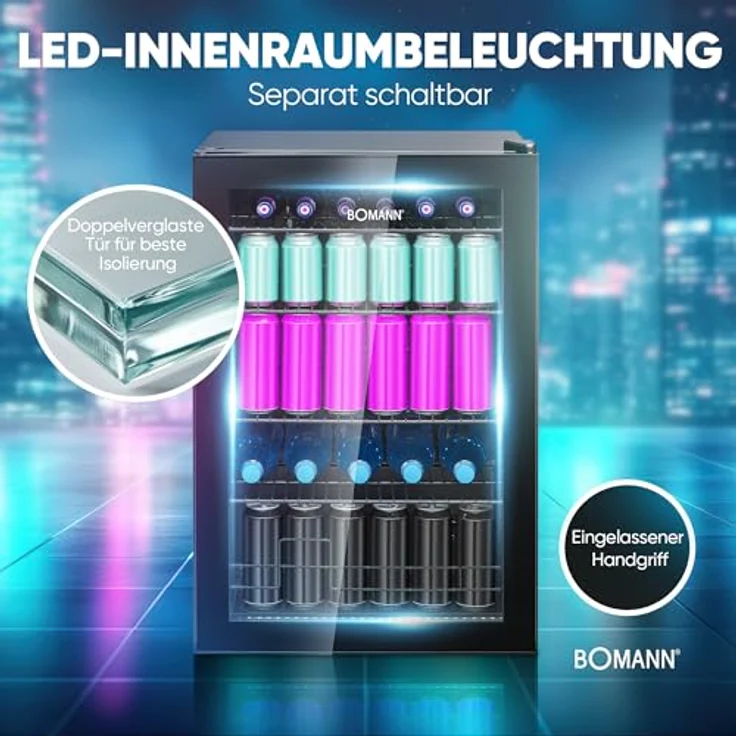 BOMANN Getränkekühlschrank KSG 7290, Glastürkühlschrank - Platz für 178 Dosen, 84.7 cm hoch, 54 cm breit – Bild 5