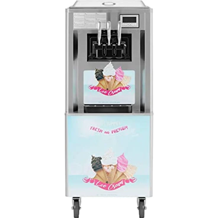 Royal Catering Softeismaschine 33 l/h Frozen Joghurt Sorbet Gastro 2140 W 3 Sorten, Silbern – Bild 5