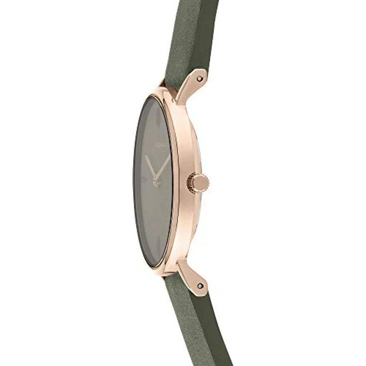 Liebeskind Berlin DamenArmbanduhr Analog Quarz Leder LT-0204-LQ, Roségold mit Olivgrünem Lederband, Extra-flaches Gehäuse, 5 Bar wasserdicht – Bild 3