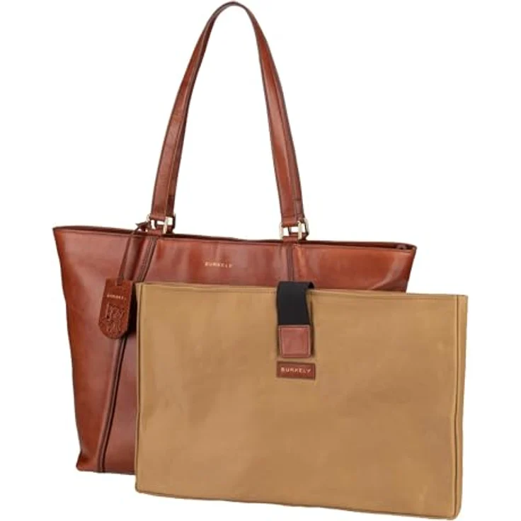Burkely Fine Florence Shopper Tasche, Leder mit Laptopfach 37 cm, braun – Bild 4