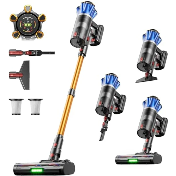 FDUXUD Akku Staubsauger Kabellos 600W, 50kPa Saugkraft, 70Min Laufzeit, Hurrikanmodus mit LED-Display – Bild 1