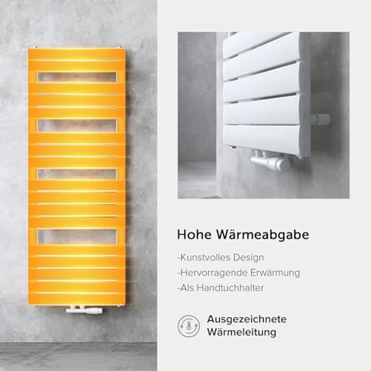 doporro Design Badheizung Flachheizkörper 100x50cm Weiß, Einlagig Horizontal 2in1, Mittelanschluss oder Seitenanschluss – Bild 3