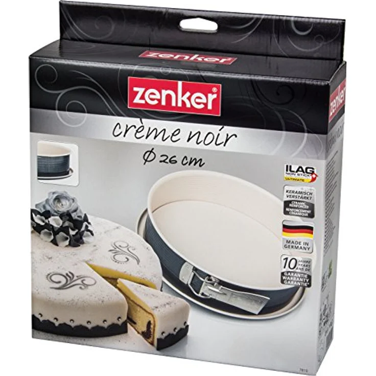 Zenker Springform Ø 26 cm CREME NOIR, Backform mit Flachboden und Auslaufschutz aus Stahlblech, runde Kuchenform mit keramisch verstärkter Antihaftbeschichtung (Farbe: Crème-Anthrazit), Menge: 1 Stück – Bild 7