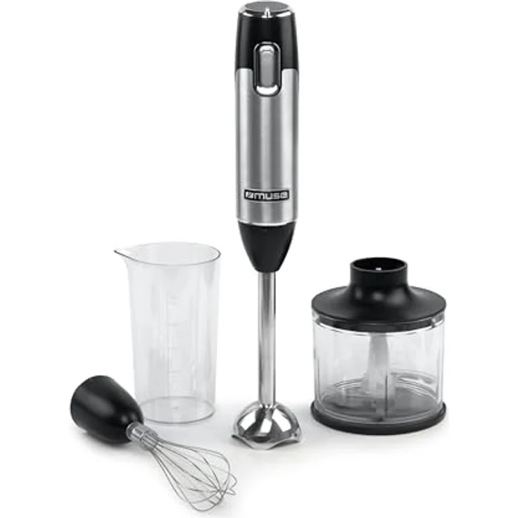 Muse StabmixerSet MS05 HB, 600 Watt Stabmixer mit Mixstab und Schlagscheibe, Edelstahl Schwarz, 500-600 ml – Bild 1