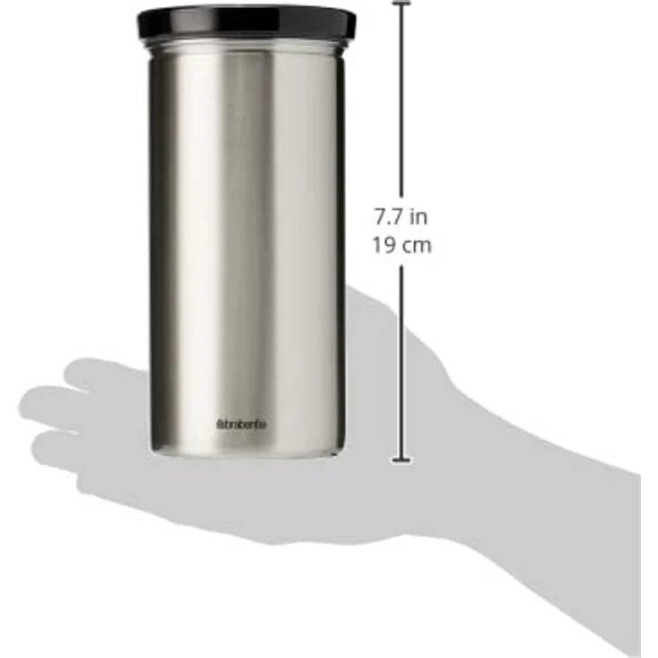 Brabantia Vorratsdose aus Edelstahl für Kaffeepads Senseo, Schutz vor Fingerabdrücken Deckel in schwarz – Bild 4