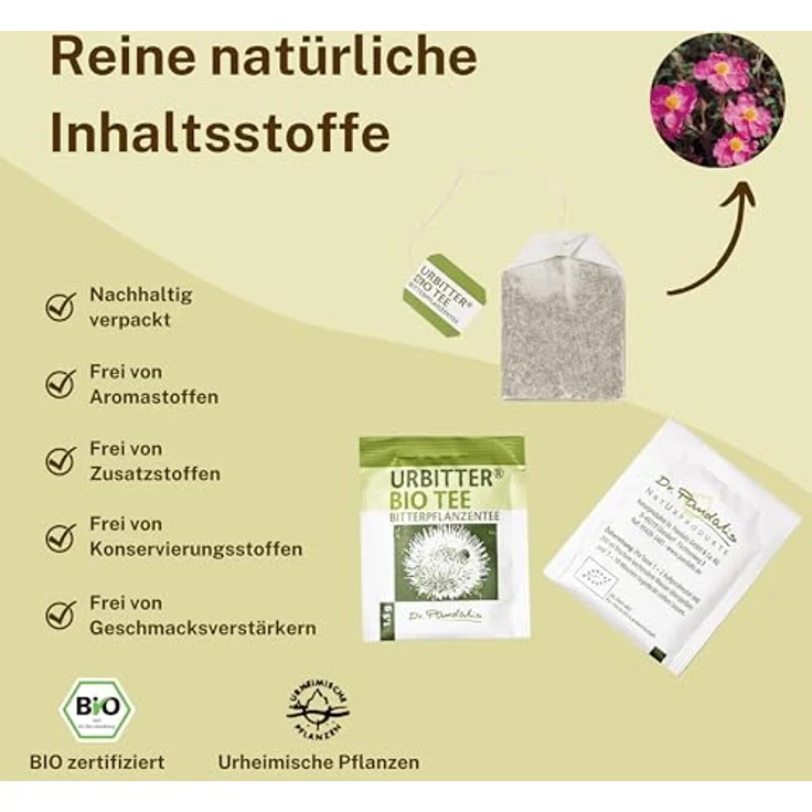 Dr. Pandalis Urbitter Bio Tee, 30 g Komposition aus bitteren Wildkräutern und -früchten für aromatischen Aufguss – Bild 3