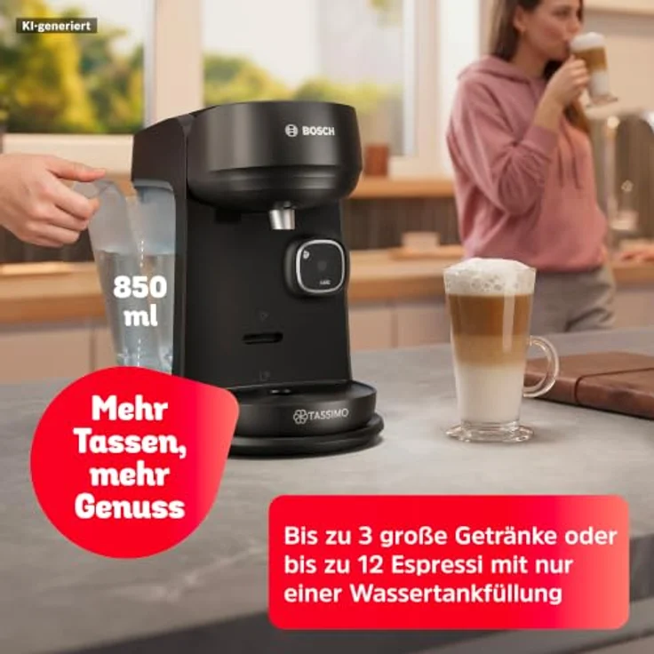 Bosch TAS172B Kaffeepadmaschine, 0.85 l Wassertank, 1400 W, INTELLIBREW Barcode-Technologie, IntensityBoost, One-Touch-Bedienung – Bild 2