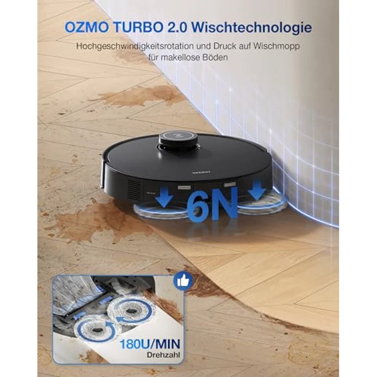 ECOVACS DEEBOT T30S PRO Saugroboter mit Wischfunktion, 11.000 Pa, ZeroTangle Technologie, 70°C heißes Wasser Wischen beim Waschen, TruEdge™ Adaptives Kantenwischen, AI-Hindernisvermeidung – Bild 5