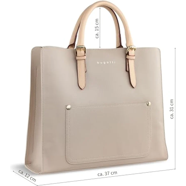 Bugatti Ella Top Handle L Shopper, handliche Henkeltasche aus hochwertigem Kunstleder, Nude – Bild 2