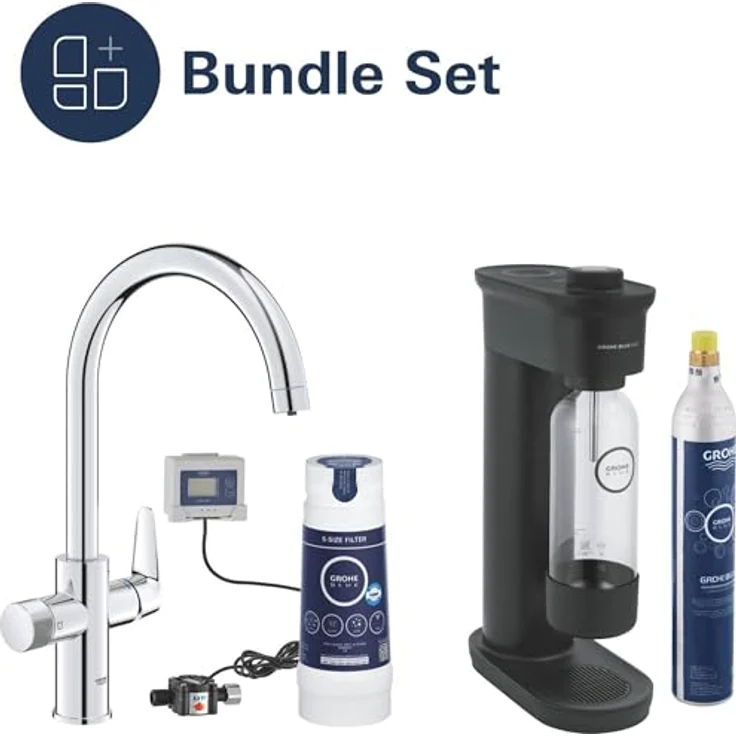 GROHE Blue Pure BauCurve Starter Kit, Wasserfilter mit C-Auslauf und separatem Griff, chrom – Bild 2