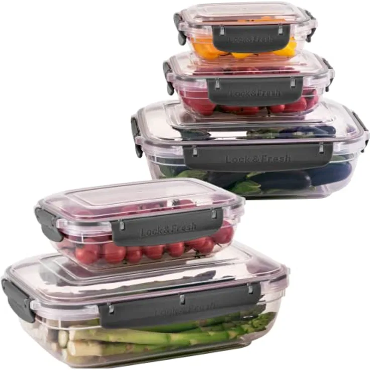 UANDU Lock & Fresh 5er Vorratsdosen Set, luft- und wasserdicht, BPA-frei, Anthrazit