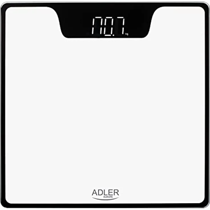 Adler AD8174w Digitale Personenwaage – Elektronische Körperwaage mit Hochpräzisen Sensoren und Gehärtetem Glas – Kontrastreiches LED-Display – Inklusive Batterien – Weiß