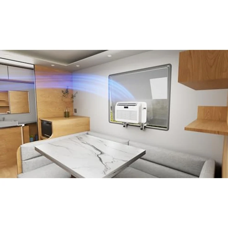 FM SOLAR Mobiles Caravan Split-Klimagerät mit WiFi, 5.000 BTU, Kühl-/Ventilator-/Entfeuchtungsmodus, weiß – Bild 6