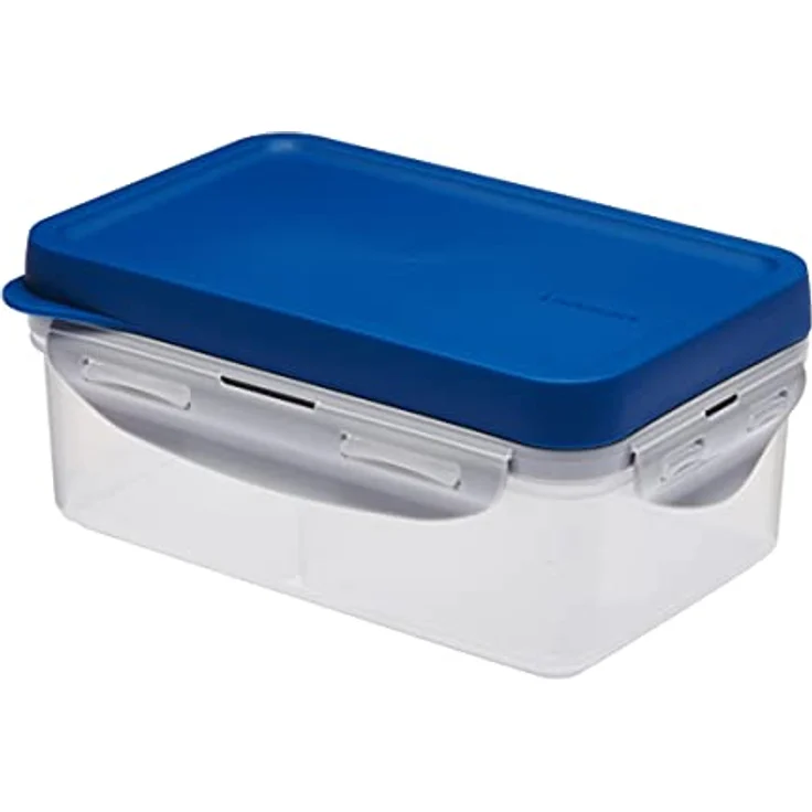 Lock & Lock to-GO Lunch Box – Brotdose mit 3 Fächern - aus hochwertigem, transparentem Kunststoff, bpa-frei – auslaufsicher – rechteckig, 1 Liter, blau – Bild 1