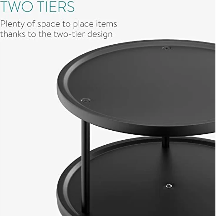 Navaris Drehteller Küche 2 Etagen- Ø26,5cm 360° drehbares Gewürz Öl Regal - Küchen Organizer Teller Karussell - Lazy Susan Drehplatte für Küche in Metall Design – Bild 5